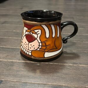 Ceramic Orange Cat Black Mug Gappa Handmade